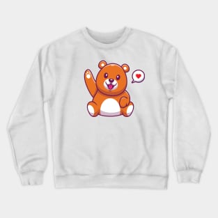 Cute Bear Waving Hand Cartoon Crewneck Sweatshirt